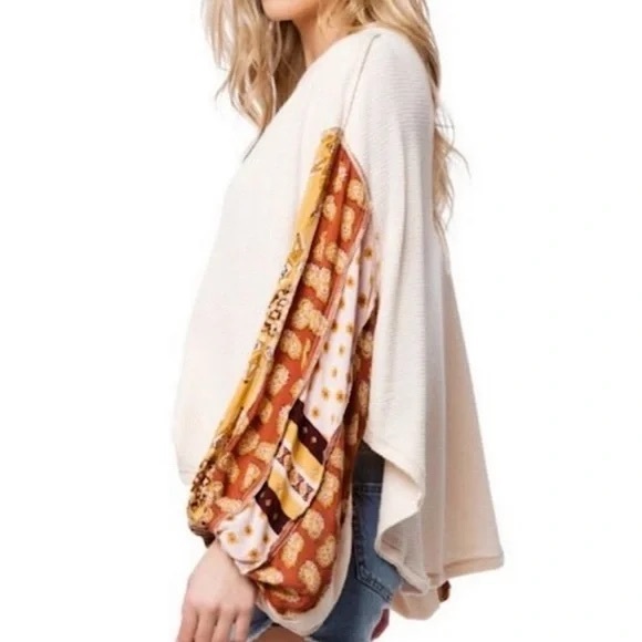 Free People Blossom Printed Balloon-Sleeve Thermal Top Paisley Ballet Pink Large - Picture 9 of 16